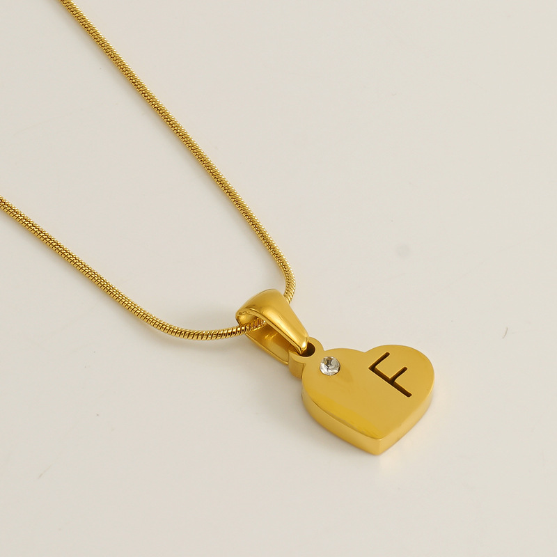 Gold / 1 Piece Simple Series Simple Letter F Stainless Steel 18K Gold Plated Rhinestone Unisex Pendant Necklaces Picture6